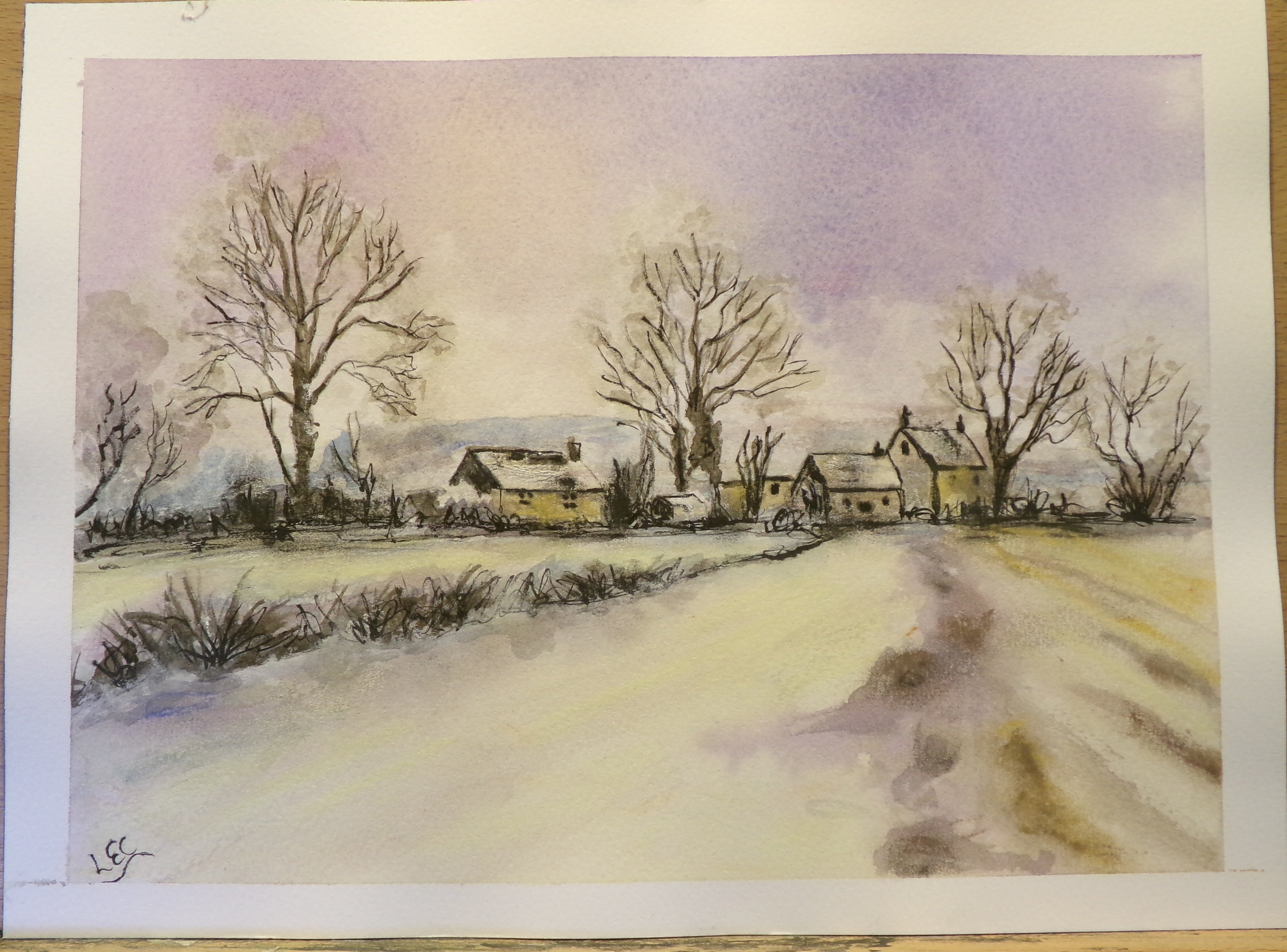 "Winter's Whisper" – Original Watercolor Landscape by LesLea