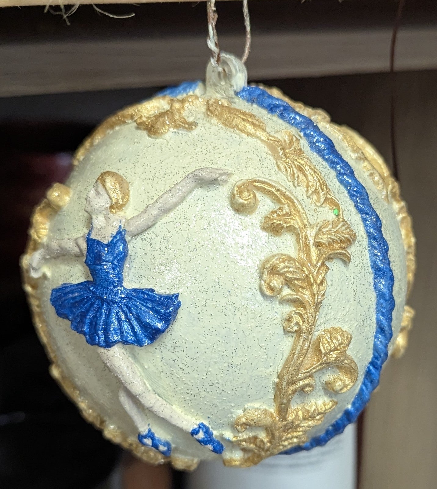 Elegant Ballerina Christmas Bauble – Hand-Painted Plastic Ornament