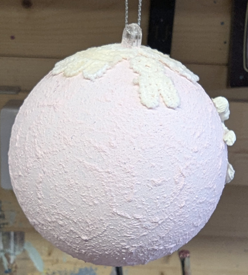 Pastel Pink Ballerina Bauble – Sculpted Plastic Christmas Ornament