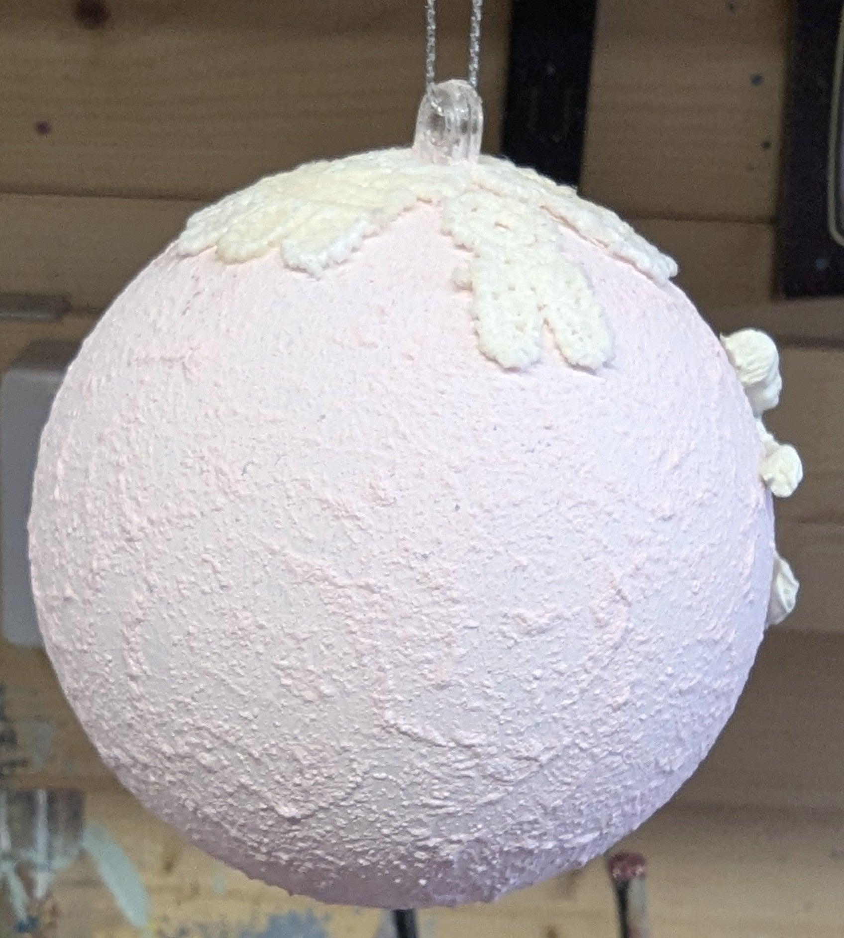 Pastel Pink Ballerina Bauble – Sculpted Plastic Christmas Ornament