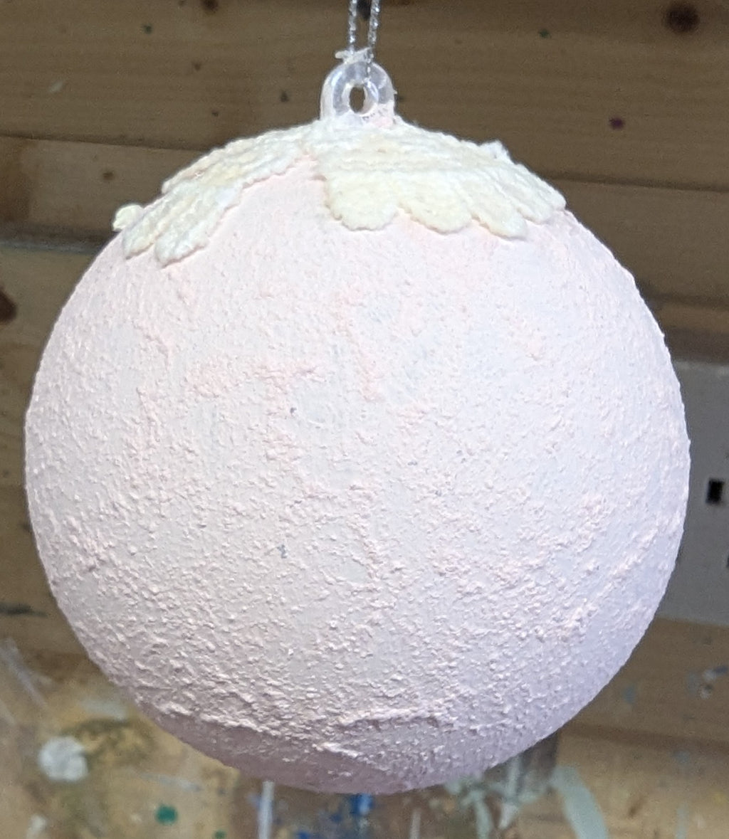 Pastel Pink Ballerina Bauble – Sculpted Plastic Christmas Ornament