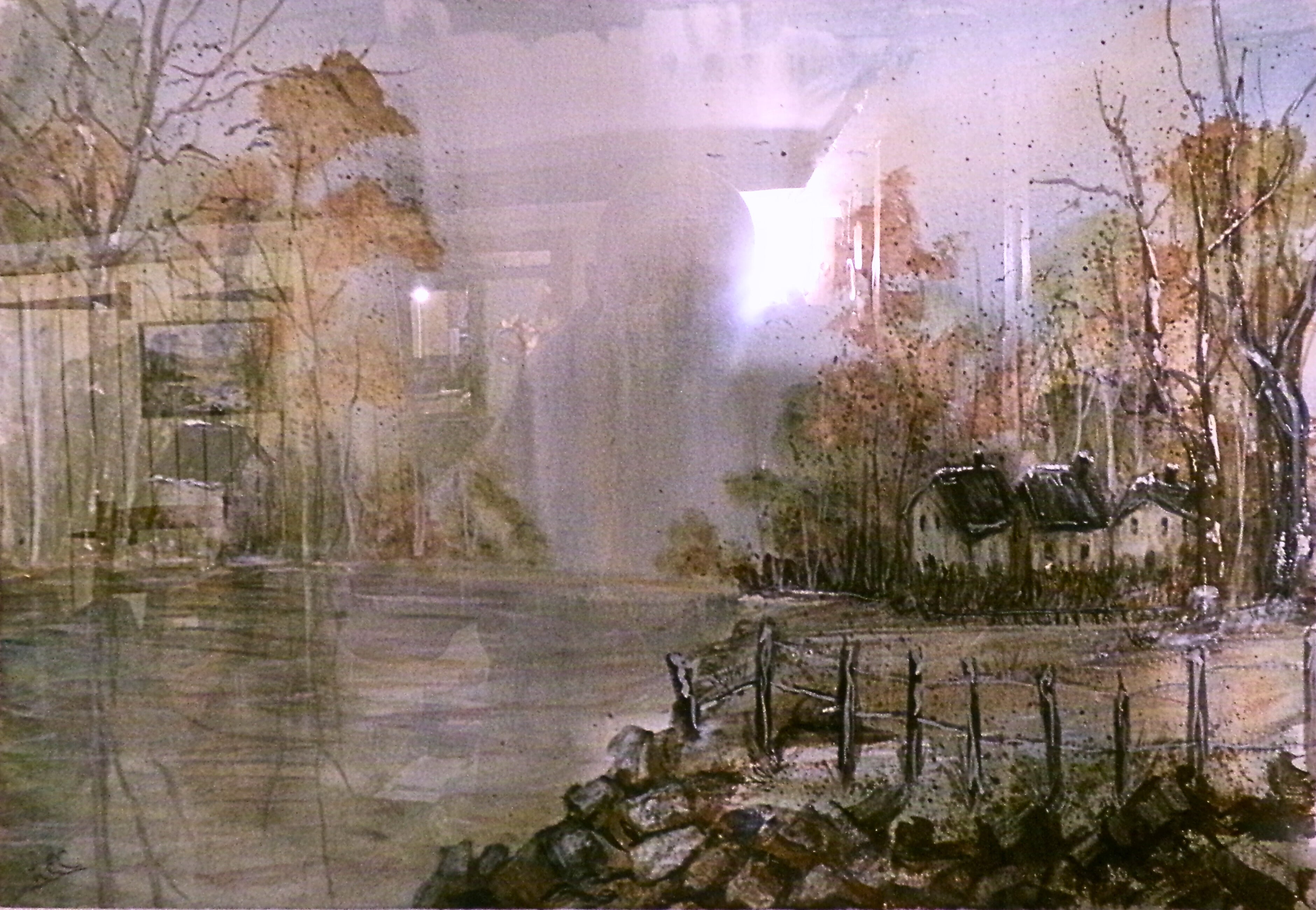 “Autumn Reflections” – Original Framed Watercolor Countryside Scene