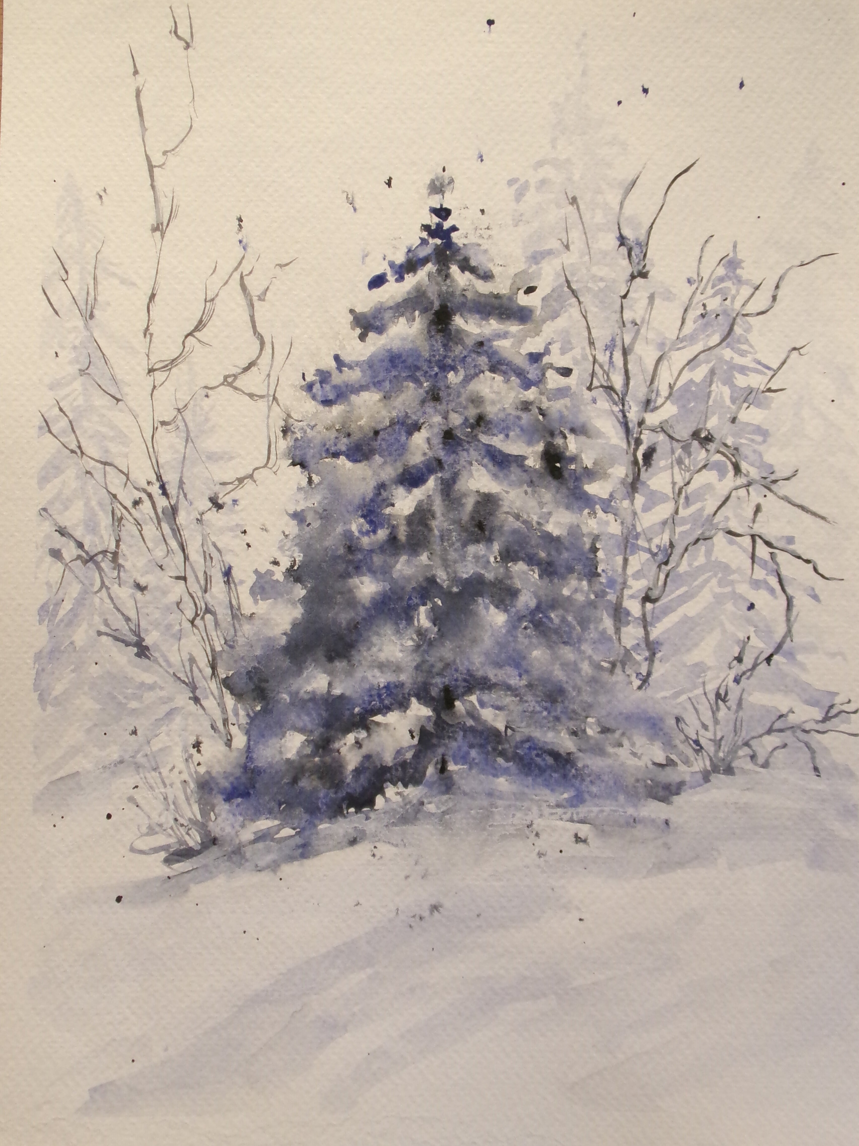 Frosted Silence – Snowy Forest Watercolor